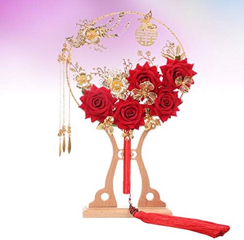 TendyCoCo Acessórios para casamentos chineses Fãs de flores fãs chinesas de mão antiga fãs clássicos handheld fãs vintage com borla Presentes de aniversário de casamento Decoração em casa