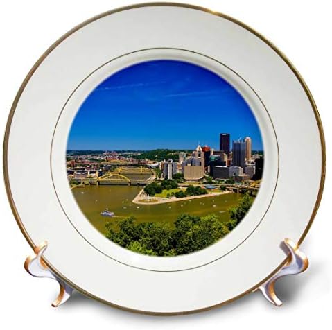 Vista aérea 3drose da cidade, Pittsburgh, Pensilvânia. Prato, 8 , branco