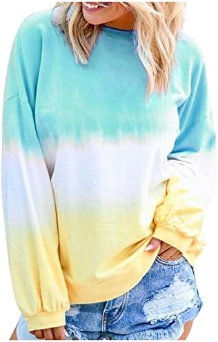 Camisas de manga comprida para mulheres Fall Fashion 2022 Tie Tye Tops Tops de grande tamanho Crewneck Sweatshirt
