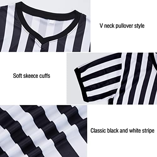 Camisa de árbitros de Obmwang para feminino e masculino, árbitro em preto e branco Jersey v pescoço de pescoço uniforme