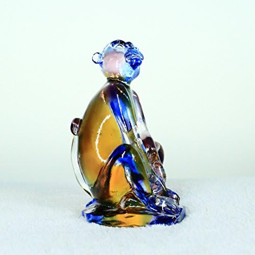 Chinês 12 Zodíaco - Macaco, Cristal de esmalte liuli de cor pura, Arte de vidro colecionável, um presente clássico de Oriental.Feng Shui Products ， Monkey estátua