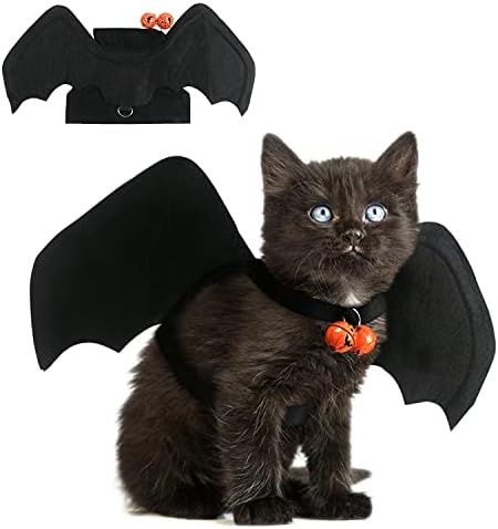 Traje de asa de morcego de gato de diyasysysysys, Halloween Small Pets Black Bat Costum Decoration for Puppy Dog and Cat With
