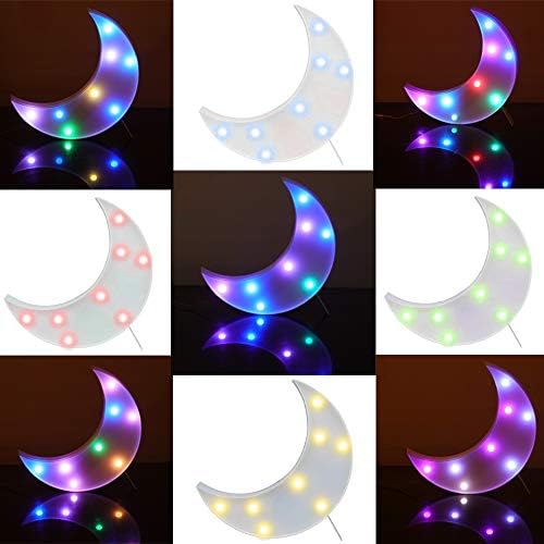 Pooqla cor de cor Crescent Moon Light com remoto, RGB 16 cores iluminam lunas de marquise Sinais de Ramadã, Berçário Night