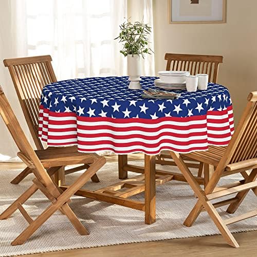 Horaldaily 4 de julho Triblo de mesa de 70x70 polegadas, patriota American Flag Independence Day Day Day Table para a decoração