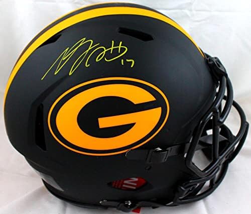 Davante Adams assinou o capacete autêntico do Eclipse Authentic - JSA W Auth *Amarelo - Capacetes NFL autografados
