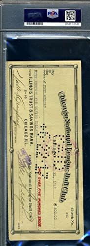 Fred Merkle PSA DNA Cert assinou 1917 Chicago Cubs Payroll Cheque Autograph