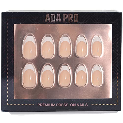 AOA Studio Pro Press-On Nails luxuosos, duráveis ​​e reutilizáveis, manicure perfeita no kit de minutos incluem 24 unhas, arquivo de unhas, cola de unha, varinha de cutícula de madeira