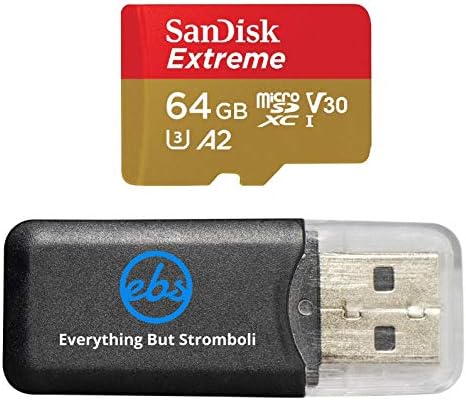 Sandisk Extreme V30 A2 Card de memória microSD de 64 GB para DJI Mavic Mini 2 Drone Class 10 4K SDXC Bundle com tudo, exceto Stromboli Micro Card Reader