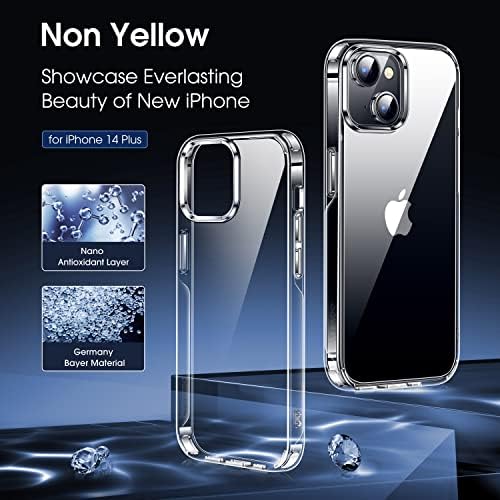 Casekoo Crystal Clear para iPhone 14 Plus Case - [Proteção de grau militar] [anti -arranhão] [não amarelado] Proteção à prova de choque iPhone14 Plus Caixa de telefone Slim Thin Back Transparent 6,7 polegadas 2022, Limpo