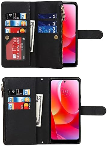 Jaorty Caso para Motorola Moto G Pure / Moto G Power / Moto G Play Case Wallet, [slots de 9 cartas] Removável Colar de colar de