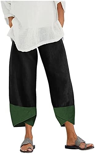 Calça de capri beuu para mulheres caloszo calças de lounge largura de perna larga prenda de fundo cultivado calças de linho