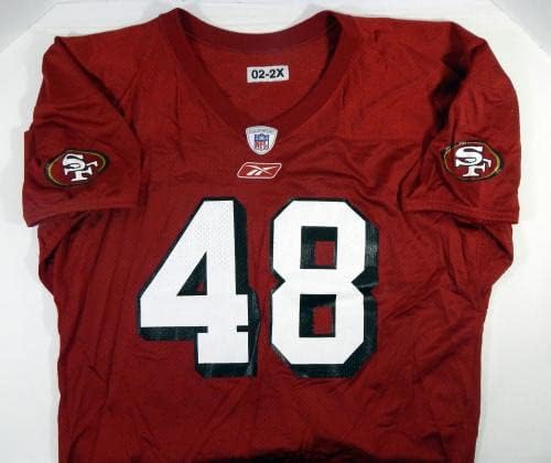 2002 San Francisco 49ers #48 Jogo emitido Red Practice Jersey 966 - Jerseys de Jerseys usados ​​na NFL não assinada