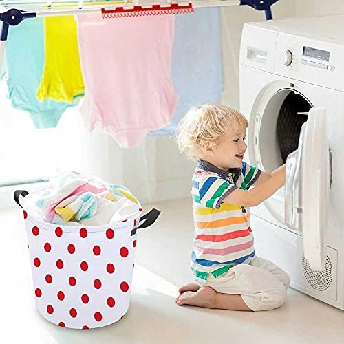 Colourlife Valia de lona à prova d'água Roupa de lavanderia cesta vermelha bolinhas de bolinhas dobráveis ​​roupas de armazenamento