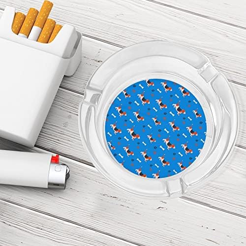 Cartoon Basset Hound Cigarrette Glass cinzeiros redondo portador de fumantes Bandeja para Hotel Table Top Top Decoration
