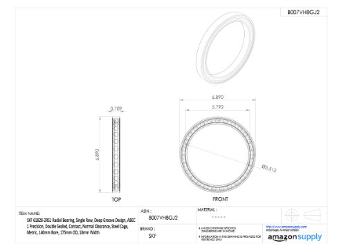 Skf 61828-2rs1 rolamento radial, linha única, design de ranhura profunda, precisão ABEC 1, lacrado duplo, contato,