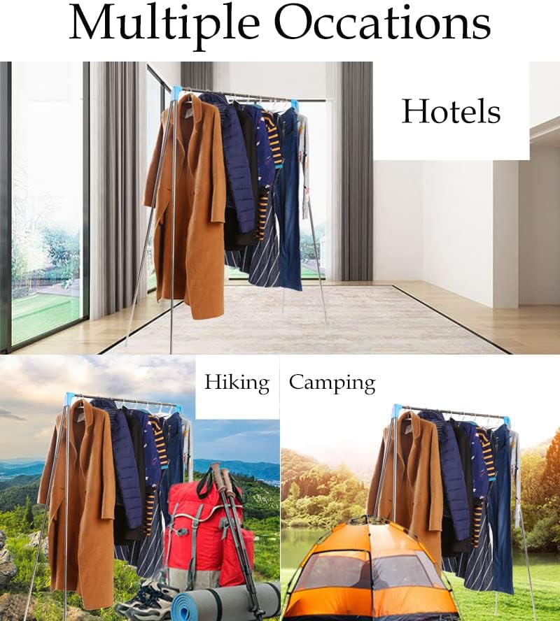 Rack de vestuário portátil Extra compacto e leve, mini -secagem dobrável rack para viajar, acampar, lavanderia, dança, interno, externo + 10 cabides dobráveis)