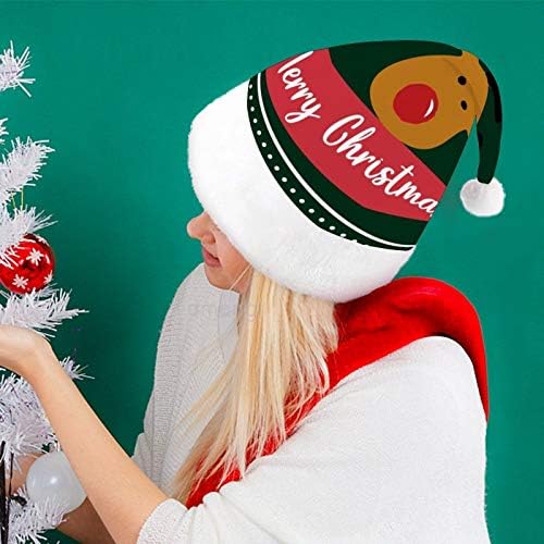 Chapéu de Papai Noel de Natal, Feliz Natal Cartoon Elk Xmas Holding Hold para adultos, Hats de Natal de Festive Festive Festive Festi