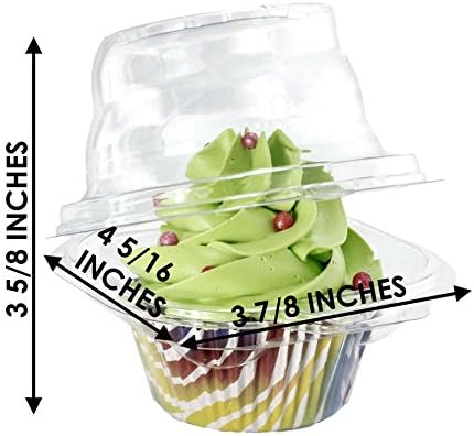 Recipientes de cupcakes de Katgely Individual - Caixas de cupcakes de plástico transparente de compartimento único,
