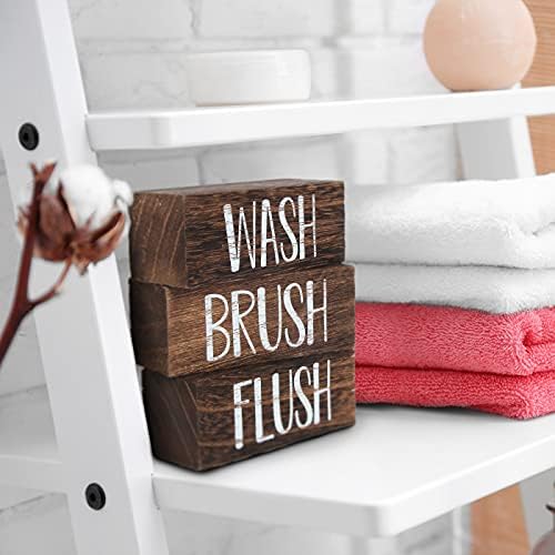 J Jackcube Design Wash Brush Sinais de banheiro, Funny Farmhouse Classic Rustic Sign Box- Bath Bath Home Vintage Decor Sign Art With Sayings- Mk1066a