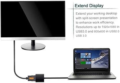 Cabos USB Lysee - Conversor de adaptador de cabo USB 3.0 para VGA Exibição de vídeo de exibição múltipla compatível com
