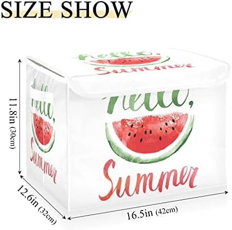 Innwgogo Watermelonns Summer Storage Bins com tampas para organizar o cubinho do cubo com alças Oxford Ploth Storage Cube Box para sala de estudo