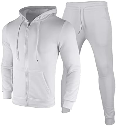 Egmoad Men's Tracksuits, 2 peças Athletic Hoodie Tracksuit Set Afterwear Full Zip Tracksuit Sports Definir roupas