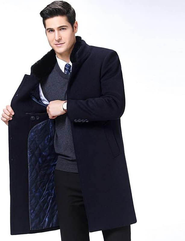Hsqibaoer outono inverno casaco de trincheira longa masculino jaquetas de lã para homens quentes sobretudo