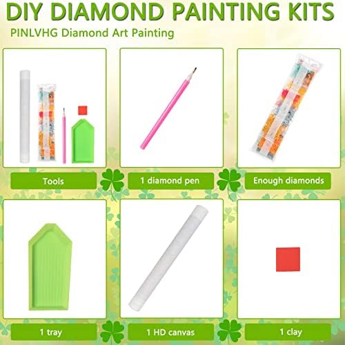 Gnomos de caminhão verde pinlvhg kits de pintura de diamante, pintura de arte de diamante completa de diam