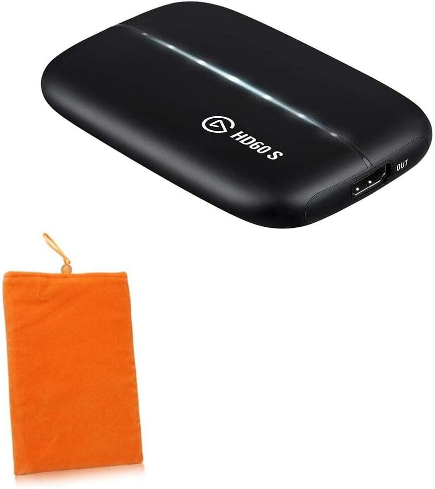 Caixa de ondas de caixa compatível com Corsair Game Capture HD60 S - Bolsa de veludo, manga de bolsa de tecido macio com cordão - laranja em negrito