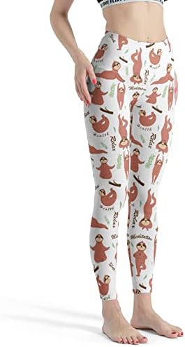 Calças de ioga femininas preguiças engraçadas fazendo ioga na cintura alta perneiras esticadas preguiçosas meditação bunda elevador magro magras meias