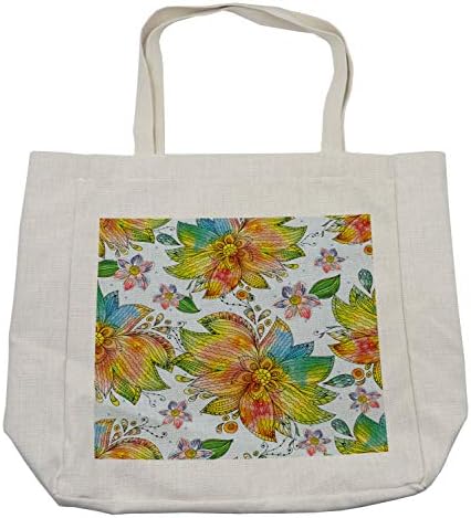 Bolsa de compras florais de Ambesonne, pétalas de flores macro Floretas embaçadas aquarela Efeitos de arte de beleza Print,