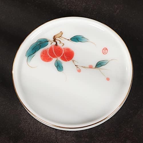LuckyMeet nova pintura à mão Cerâmica Coaster chá Fazendo porcelana Branca porcelana Termal Isolador Térmico Cupo da copo de Kung