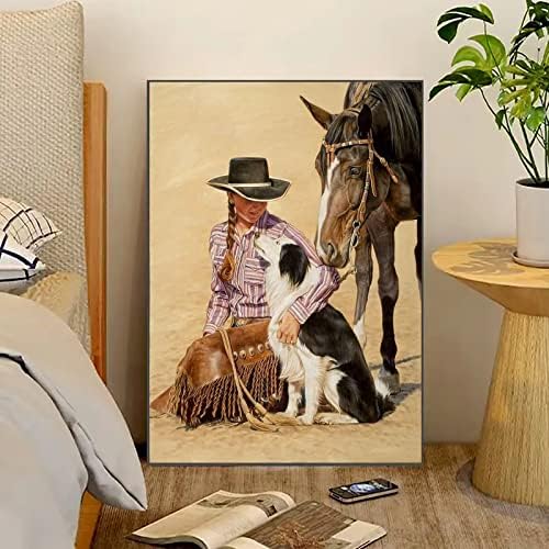 5d Rodado Kits de pintura de diamante redonda Mulher ocidental Cowgirl Riding Horse Breads Full Breads Bordado de Diamante Bordado