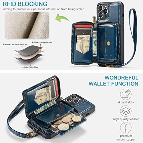 USOOL iPhone 12 Pro Max Case Wallet com titular de cartões de crédito RFID para estojo de TPU à prova de choque, com