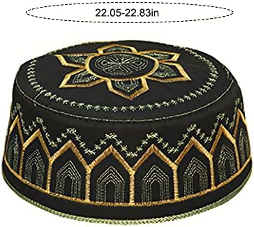 Akonnas Homem Homem Muslim Muslim Kufi Hat, Islam Skull Bordery Cap Beanie Hat Areia Cabeça Ramadan Eid Presente