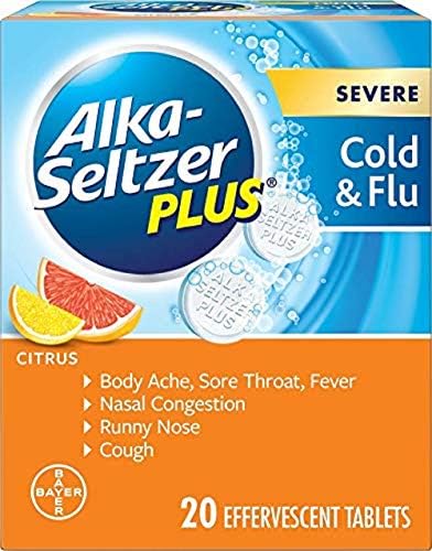 Alka-Seltzer mais resfriado e efervescente de gripe graves, citros, 20 contagem
