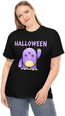 Camisa de monstro roxa fofa camisa de halloween plus size para mulheres fofas de tamanho grande de size para mulheres