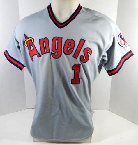 1986 California Angels Bobby Knoop #1 Game usou Grey Jersey 46 DP22343 - Jerseys MLB usada para jogo MLB