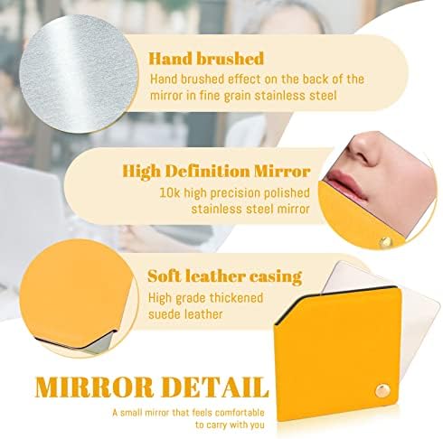 Espelho compacto de aço inoxidável Bangboom com manga de couro PU, espelho de maquiagem de viagem inquebrável, espelho de bolso quadrado rotativo, espelho de bolsa portátil, espelho mini