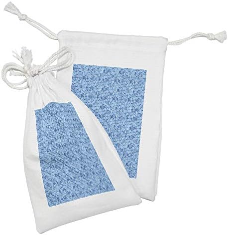 Conjunto de bolsas de tecido oriental de Ambesonne de 2, padrão de design monocromático de estrela de Páscoa simbólica em tons azuis, pequena bolsa de cordão para máscaras e favores de produtos de higiene pessoal, 9 x 6, azul -mar azul -céu profundo azul marinho