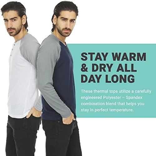 Camisa de manga longa térmica masculina - camada de base Henley Top Base para camisetas e jaquetas - camisa térmica leve masculina - 3 e 4 pacote