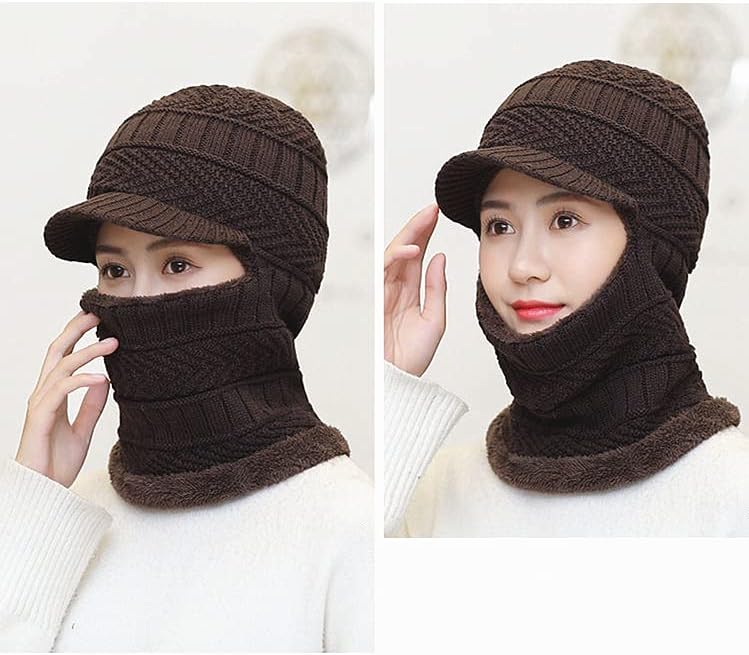 Unissex Winter Warm elástico Proteção à orelha macia Proteção de lenço de lenço Chapéu de lã de lã de lã de lã de lã de uma peça