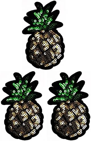 Kleenplus 3pcs. Lantejoulas de abacaxi costuram ferro em manchas bordadas de abacaxi de abacaxi desenho animado de moda artesanato