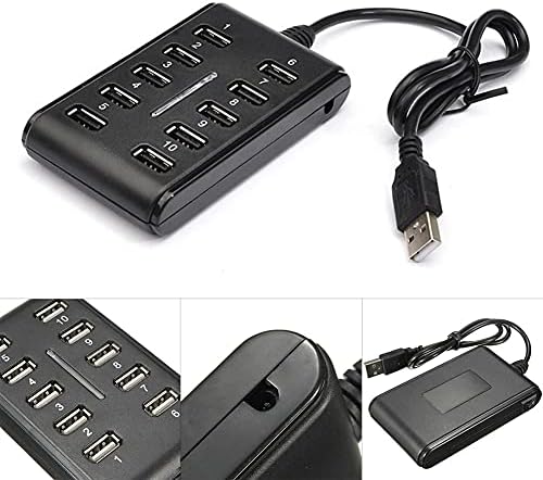 KJHD de alta velocidade 480 Mbps USB 2.0 Hub 10 Porta Multi Personal Computador USB Hub portátil Splitter USB