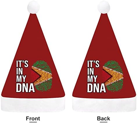 Está na minha bandeira da Guiana de DNA chapéu de Natal para adultos unissex Comfort Classic Xmas Cap para o feriado