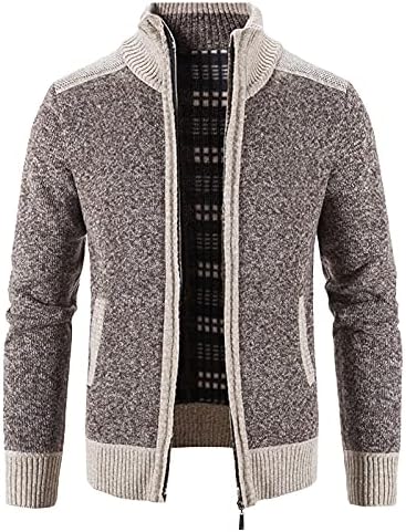 BEUU Mens Stand Collar Cardigan suéteres, jaqueta casual Cardigan