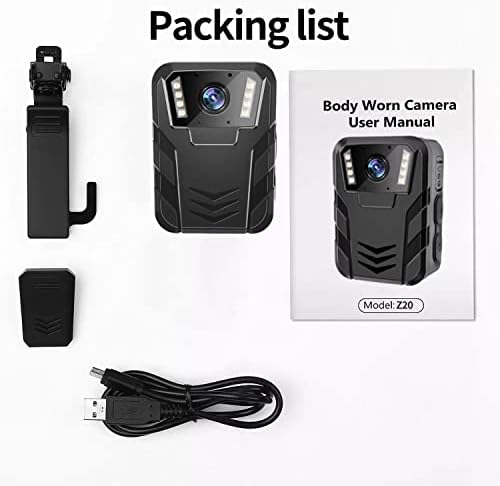 Câmera corporal da polícia de 1296p HD, memória 128g, câmera esgotada à prova d'água, câmera corporal portátil premium com gravação de áudio vestível, visão noturna, para aplicação da lei