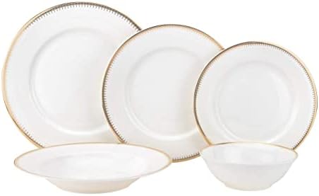 Porcelana do euro 20-PC. Serviço de conjunto de jantar para 4, 24K de luxo de luxo de 24 mil utensílios de mesa de luxo