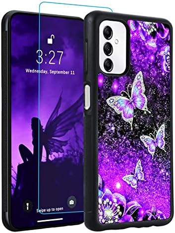 Designs de Ook para Samsung Galaxy A14 Case Glitter Glitter Butterfly Nebula Space Design Hard PC+Soft TPU Bumper Anti-Slip Ultra