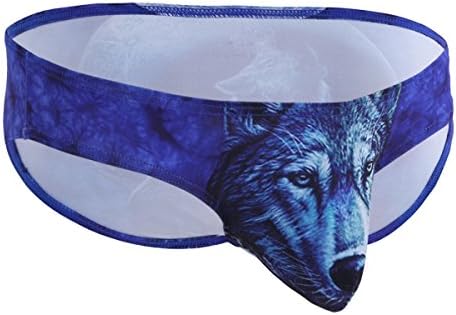 FESHOW Mens 3D Wolf/Leopard Animal Print Bikini Briefs calcinha engraçada de roupas íntimas